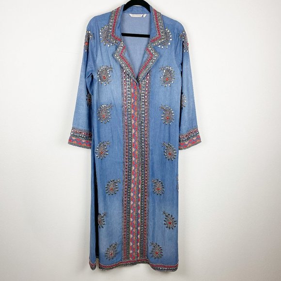Charmayne Beaded Denim Duster 